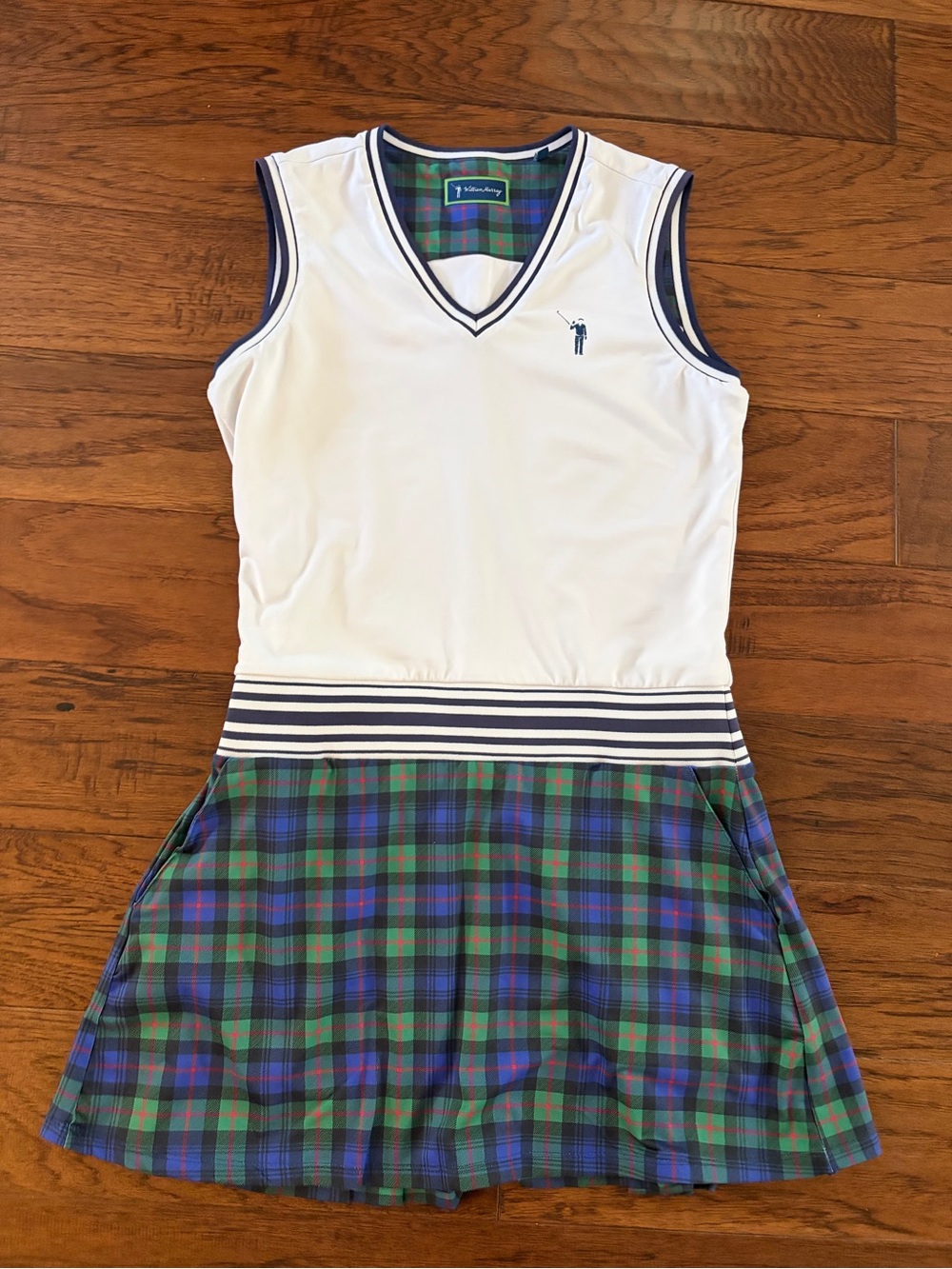 William Murray White & Green Plaid Sleeveless golf Dress